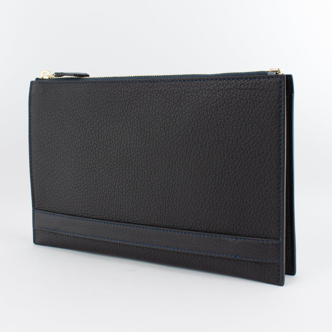 1233 FD 2ROOMS CLUTCH BAG WITH HANDLE Col.Navy