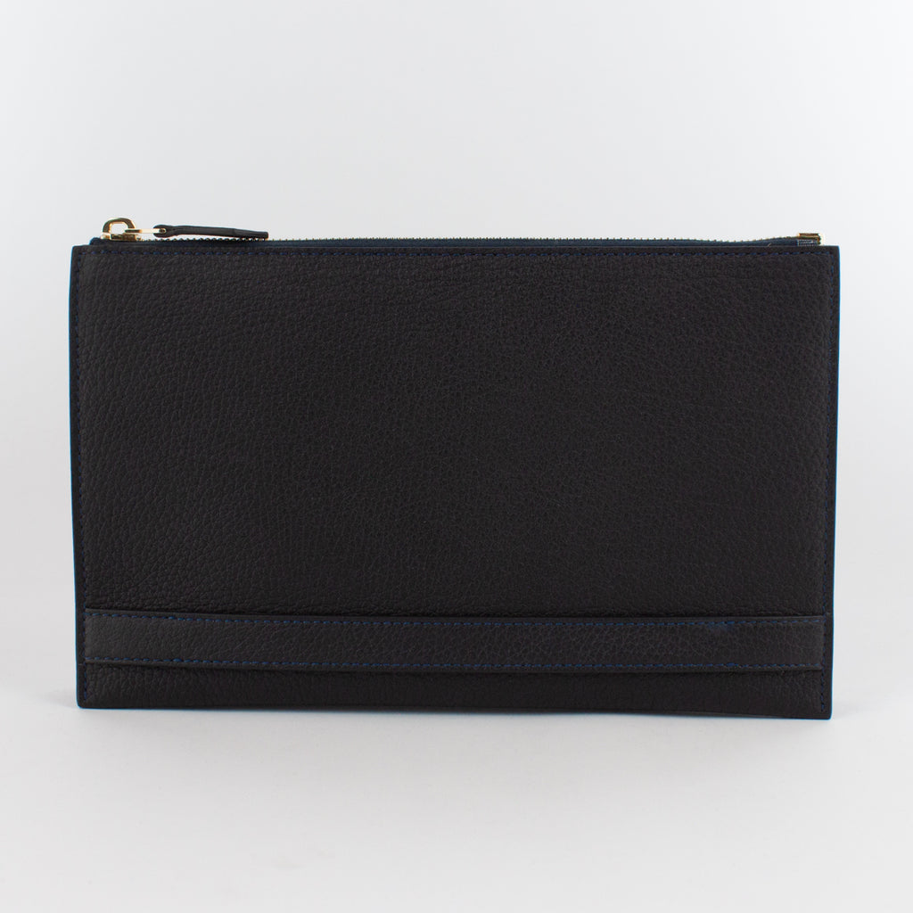 1233 FD 2ROOMS CLUTCH BAG WITH HANDLE Col.Navy