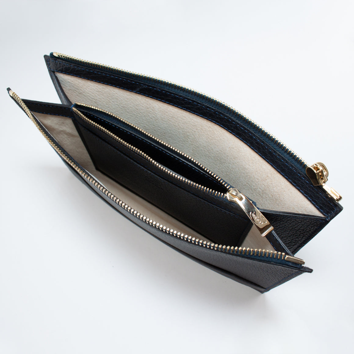 1233 FD 2ROOMS CLUTCH BAG WITH HANDLE Col.Navy